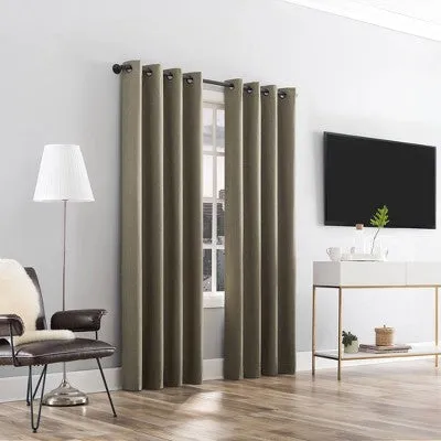 New - 96"x50" Tyrell Tonal Texture Draft Shield Fleece Insulated 100% Blackout Grommet Curtain Panel Olive Green - Sun Zero