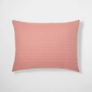 New - Casaluna Coverlet Sham Cotton-Lyocell Blend Matelasse Striped Soft, Rose, King