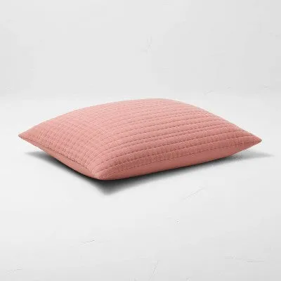 New - Casaluna Coverlet Sham Cotton-Lyocell Blend Matelasse Striped Soft, Rose, King