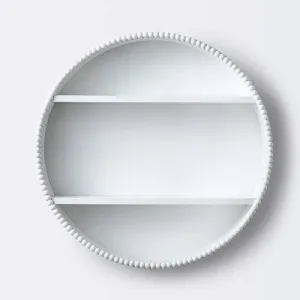 New - Round Decorative Wall Shelf with Beading - White - Cloud Island