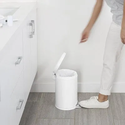 New - simplehuman 4.5L Round Step Trash Can Steel White