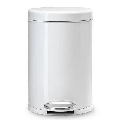 New - simplehuman 4.5L Round Step Trash Can Steel White