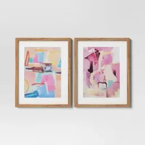 Open Box - (Set of 2) 16" x 20" Painterly Collage Framed Wall Canvases Threshold