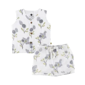 Organic Muslin Vest & Shorts Set | The Sparrow And Flower