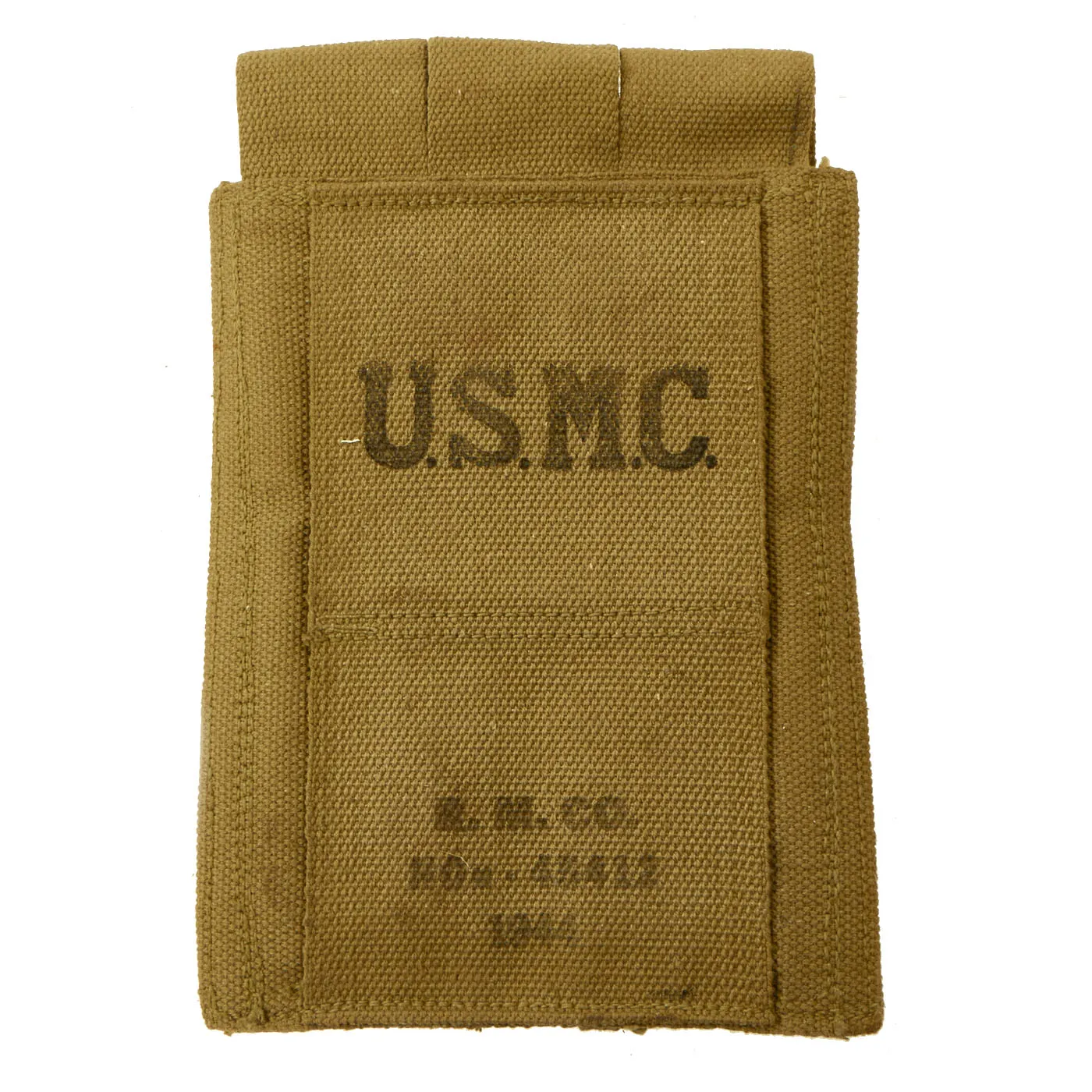 Original U.S. WWII Unissued USMC 1944 Dated Thompson .45 Submachine Gun Magazine Pouch by Russell Mfg. Co.