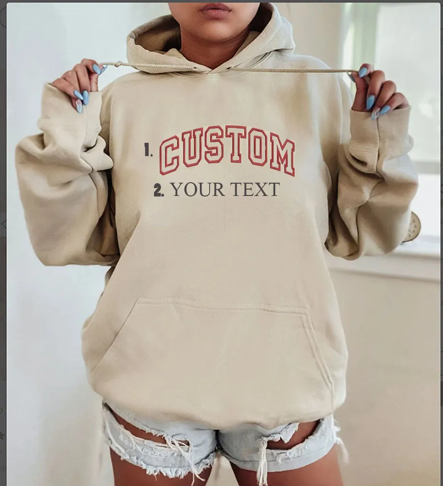 Personalized Embroidered Hoodies, Custom Text Letters Hoodies, CUSTOM TEXT,Customized Embroidery Gift,Bridesmaid Gift,Cozy Hoodies