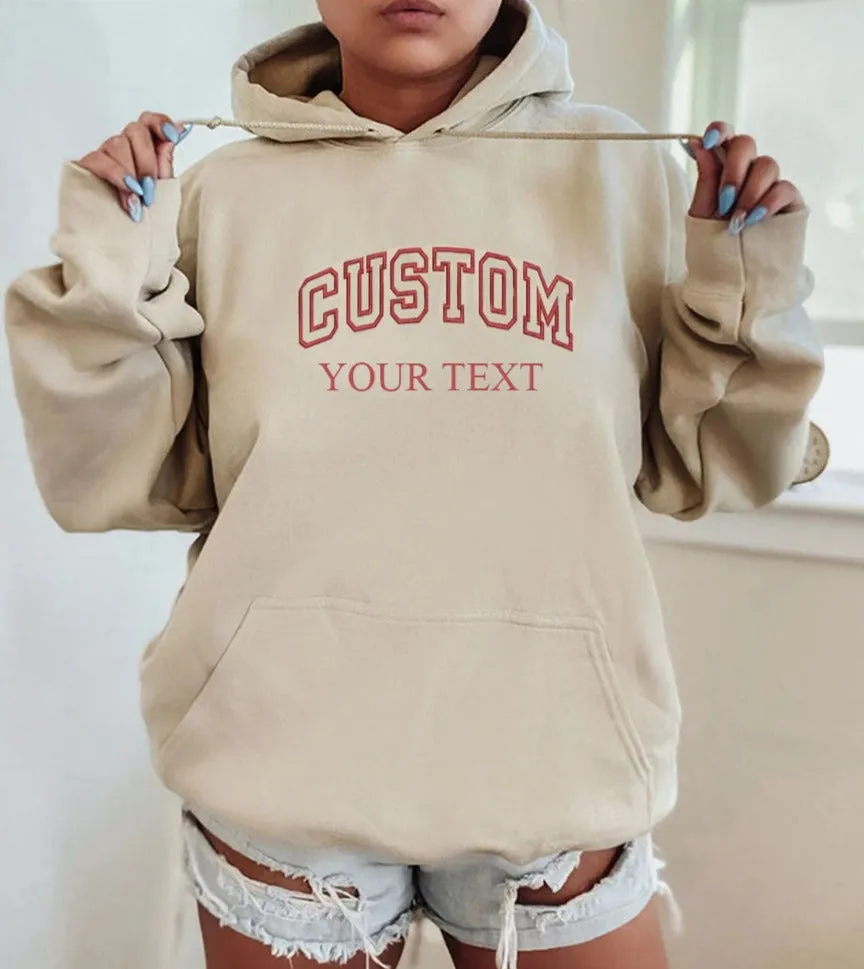 Personalized Embroidered Hoodies, Custom Text Letters Hoodies, CUSTOM TEXT,Customized Embroidery Gift,Bridesmaid Gift,Cozy Hoodies