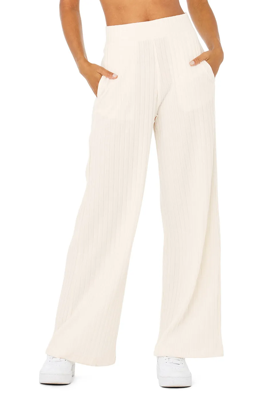 Ribbed Take Comfort Wide Leg Pant - Ivory