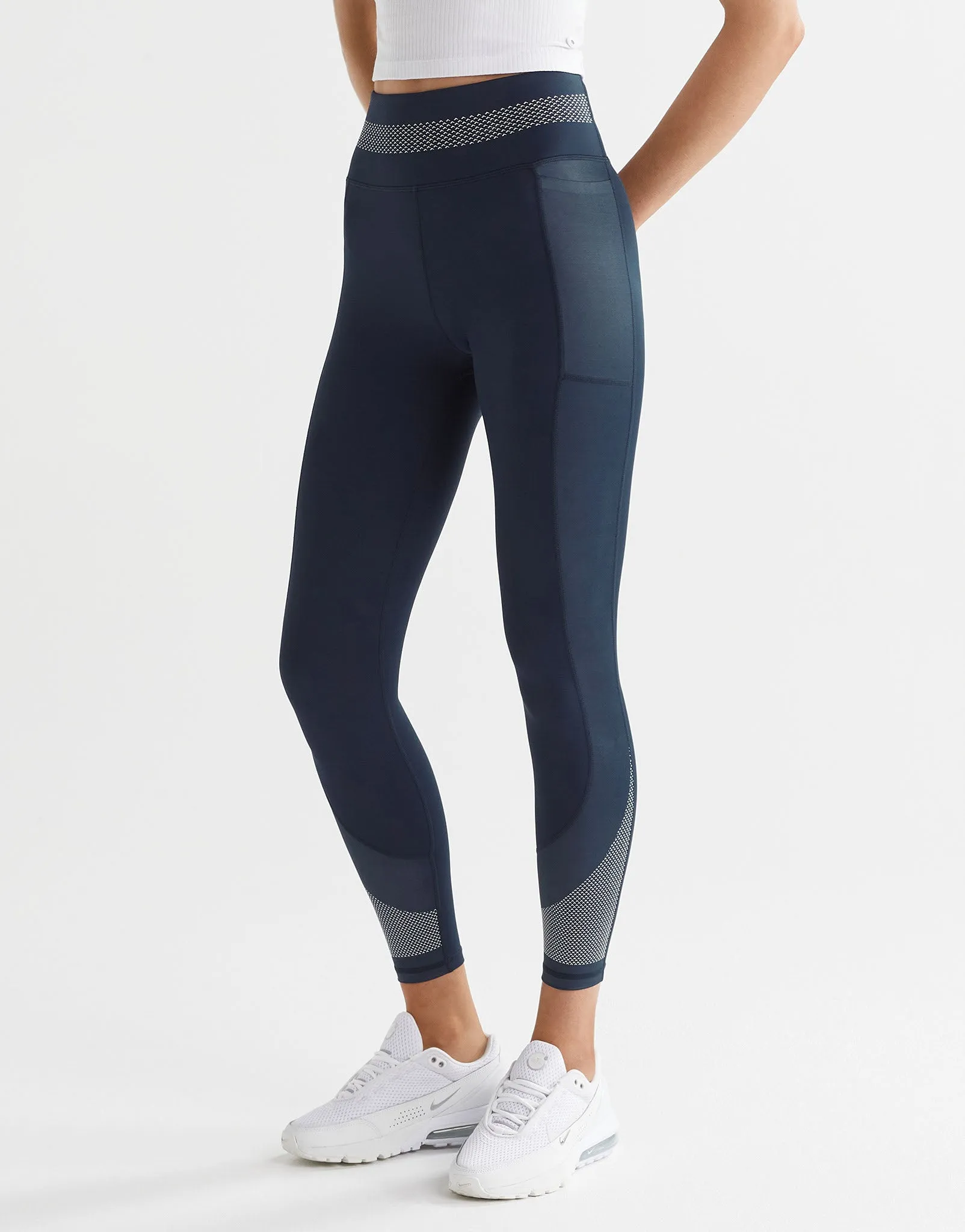 SASHA Full Length Legging - Navy, White