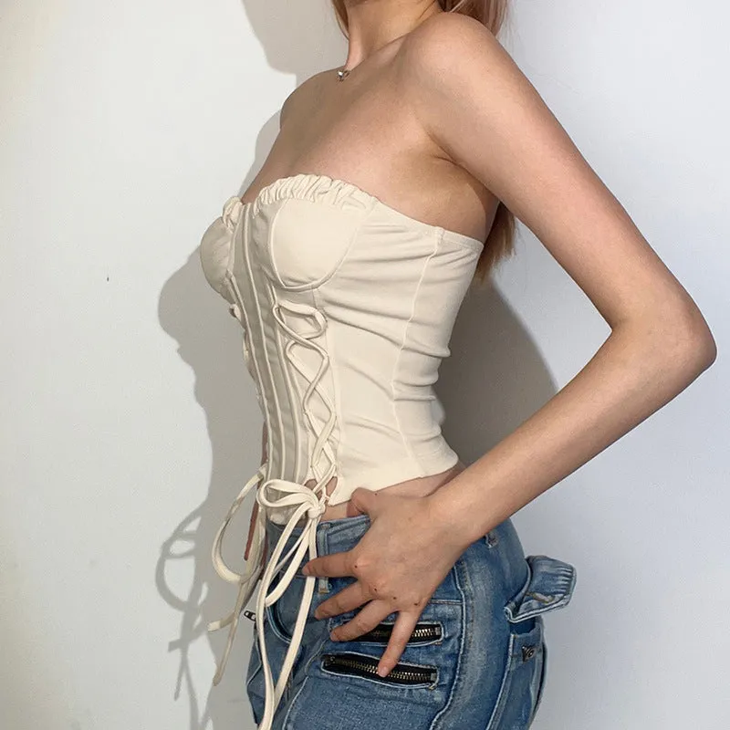 Slim Fit Sexy Lace Up Bustier Top