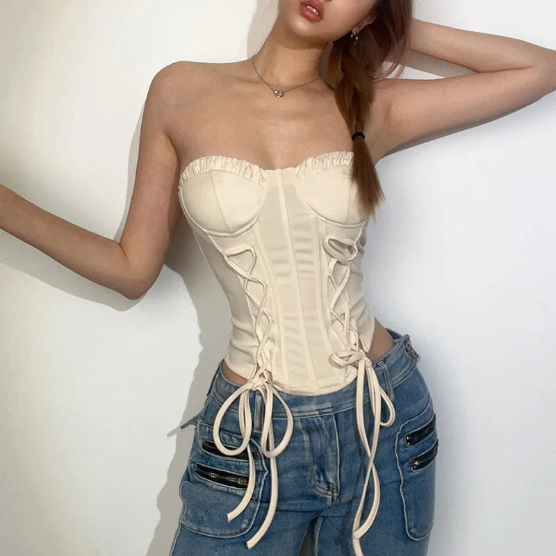 Slim Fit Sexy Lace Up Bustier Top