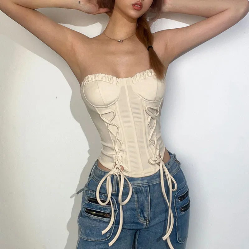 Slim Fit Sexy Lace Up Bustier Top