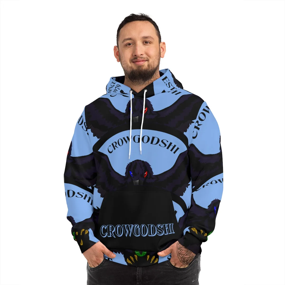 Special Edition Crowgodshi Designer Hoodie, CAROLINA BLUE LOGO