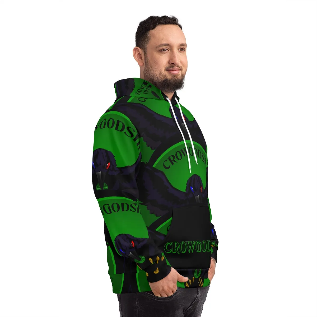 Special Edition Crowgodshi Designer Hoodie, GREEN LOGO