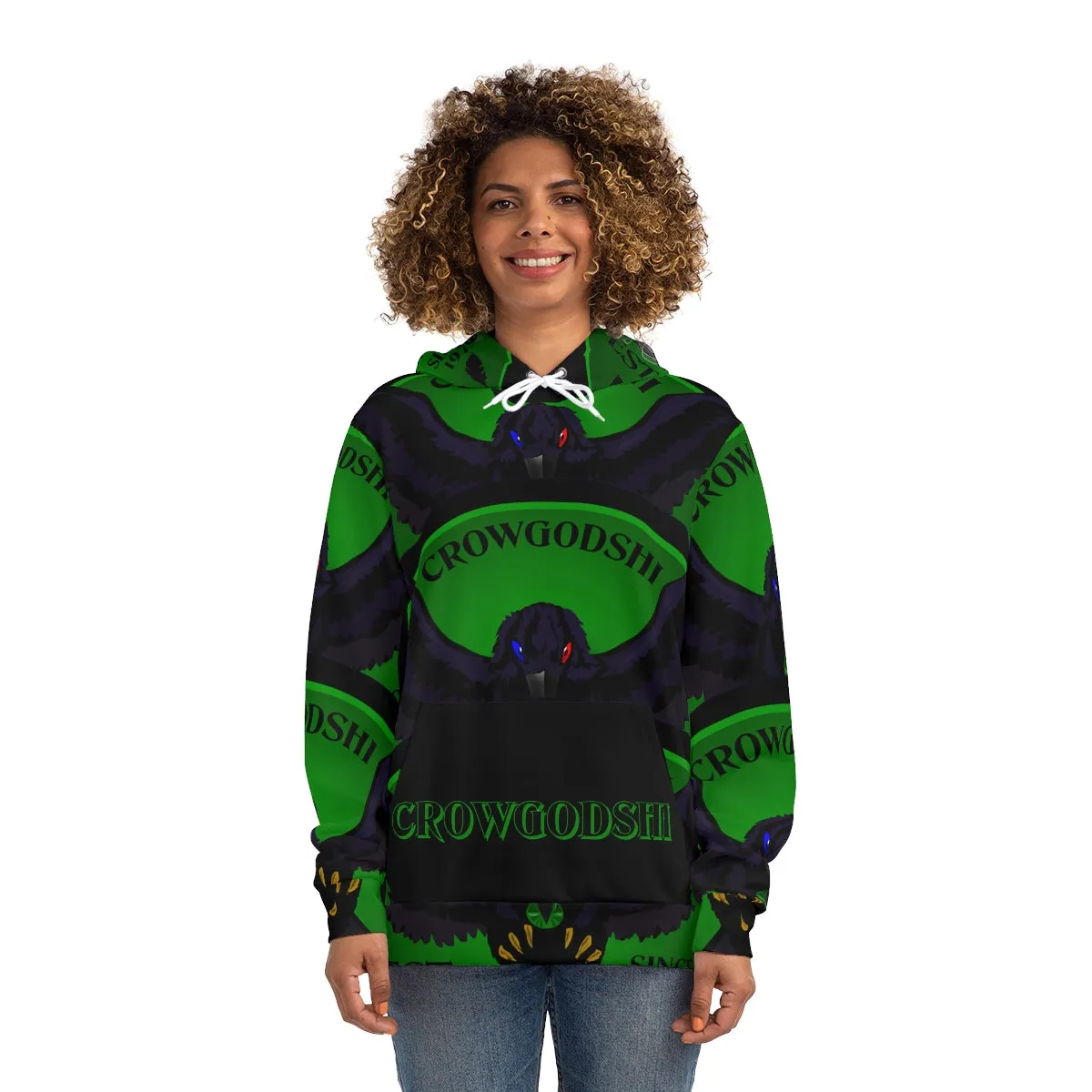 Special Edition Crowgodshi Designer Hoodie, GREEN LOGO