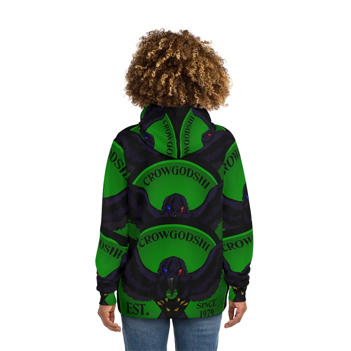 Special Edition Crowgodshi Designer Hoodie, GREEN LOGO