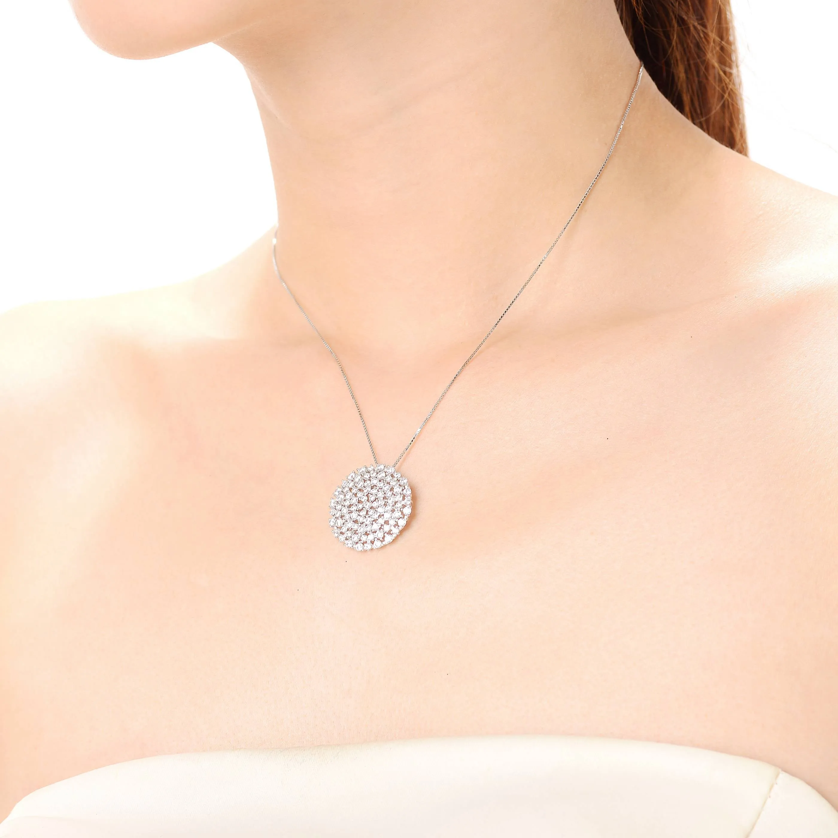 Sterling Silver and Cubic Zirconia Halo Pendant