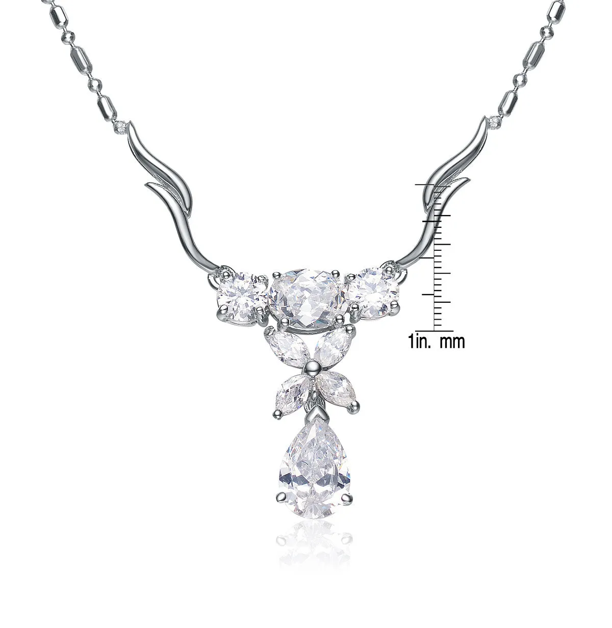 Sterling Silver Clear White Cubic Zirconia Necklace