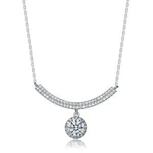 Sterling Silver Cubic Zirconia Circle Pendant Necklace