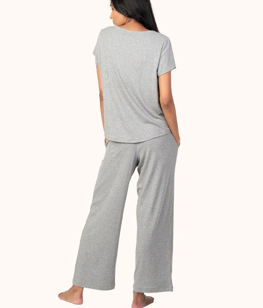 The Ribbed Lounge Pant: Heather Gray