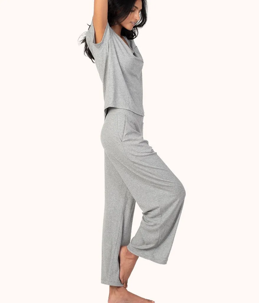 The Ribbed Lounge Pant: Heather Gray