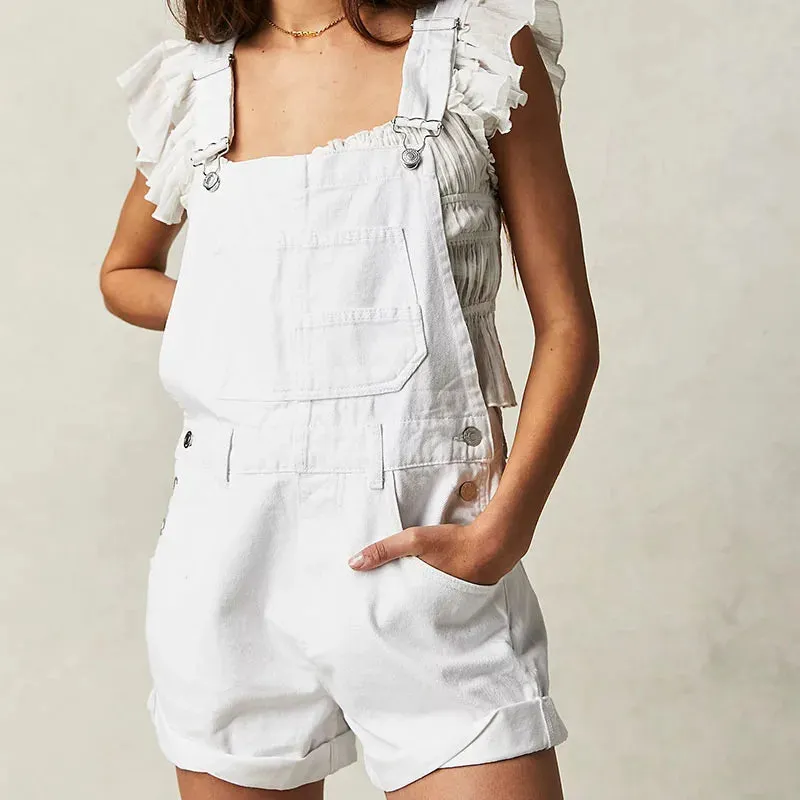 Trendy Sleeveless High Waist Overall Shorts