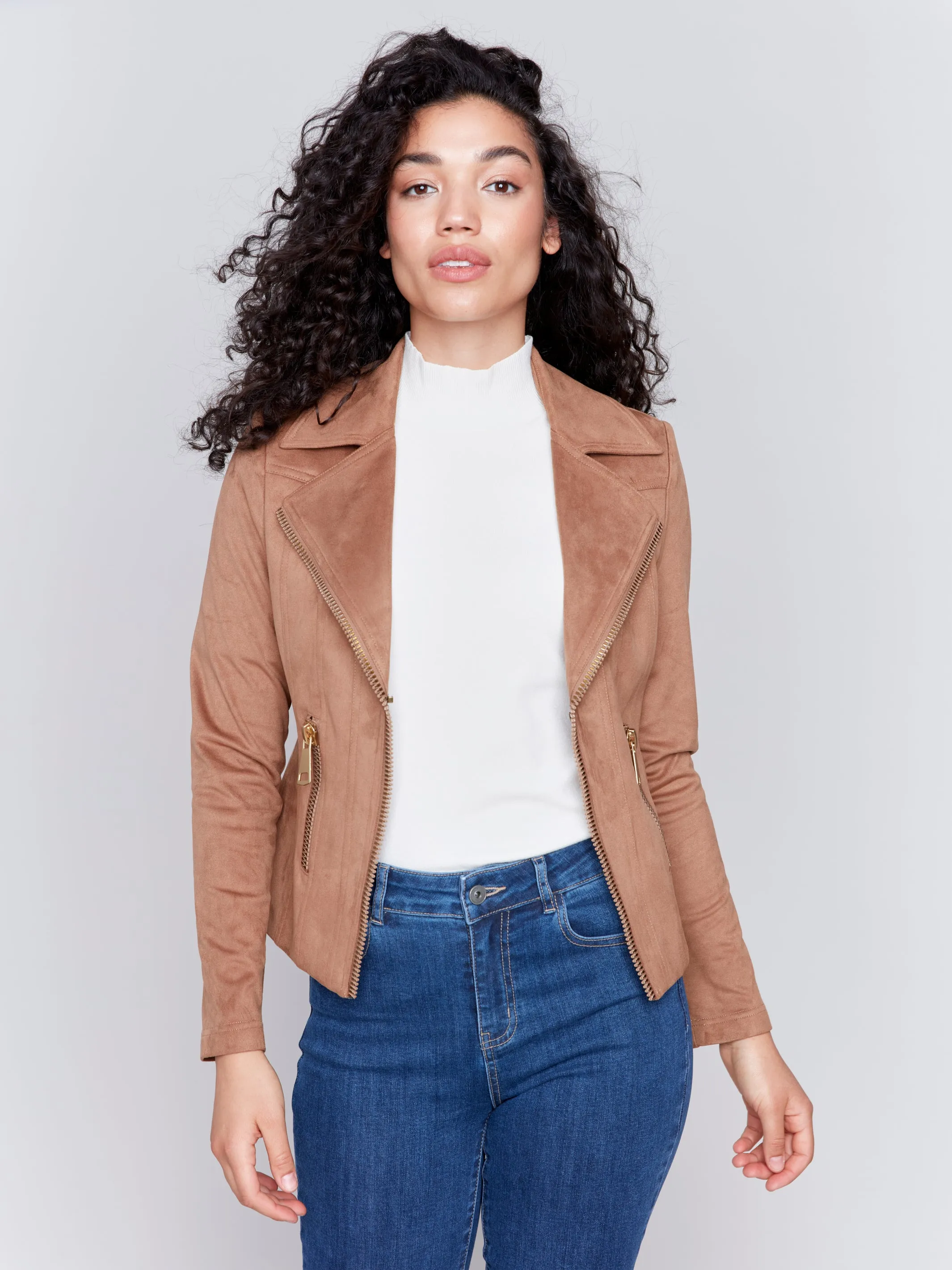 Vintage Faux Suede Moto Jacket