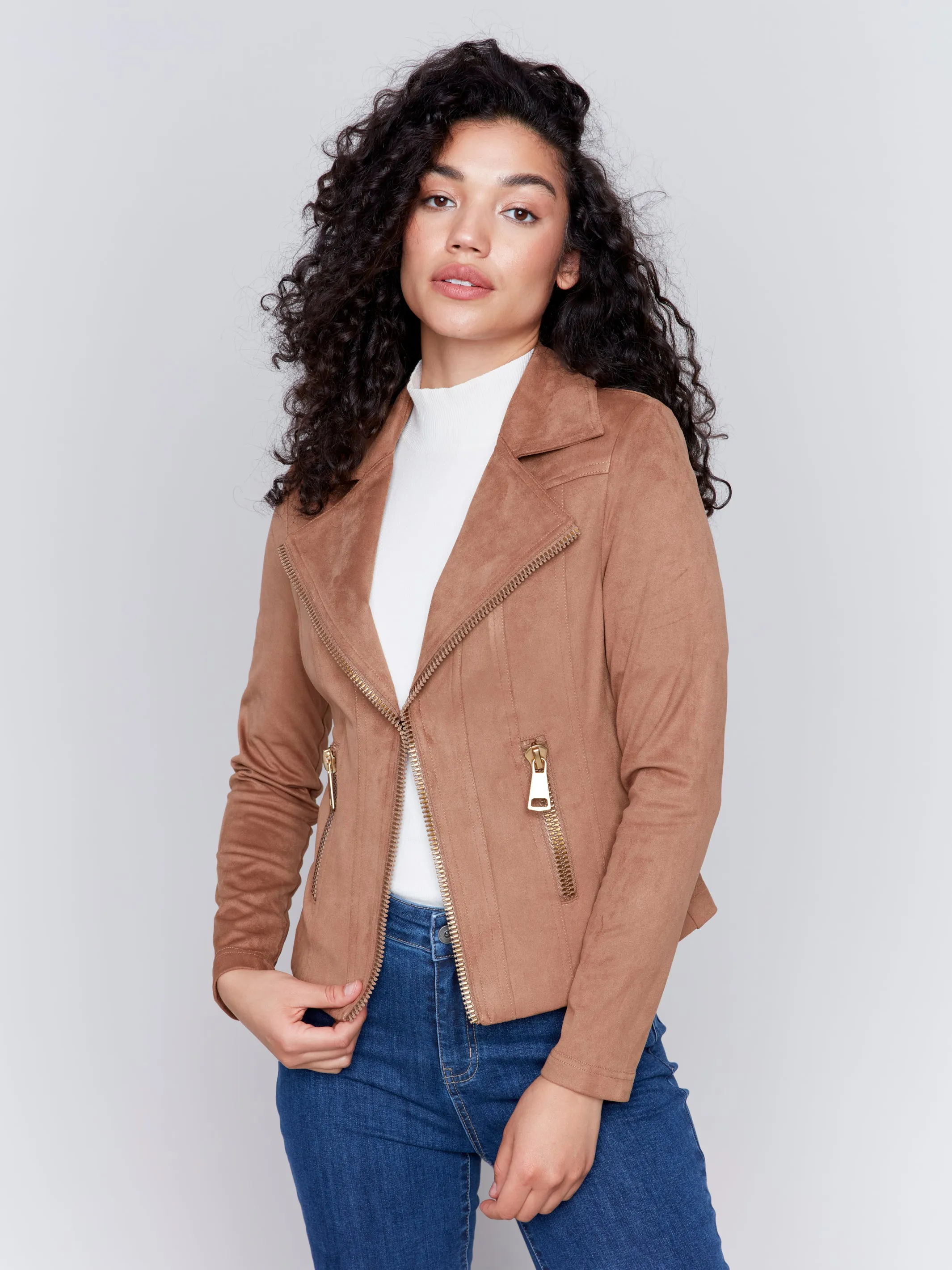 Vintage Faux Suede Moto Jacket