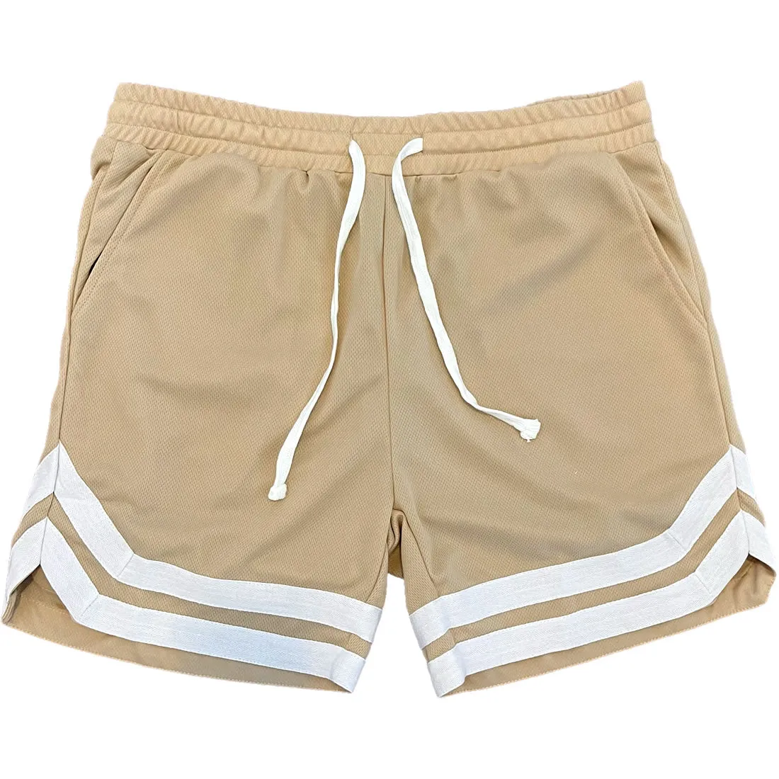 Vintage Striped Logo Mens Mesh Basketball Shorts With Pockets