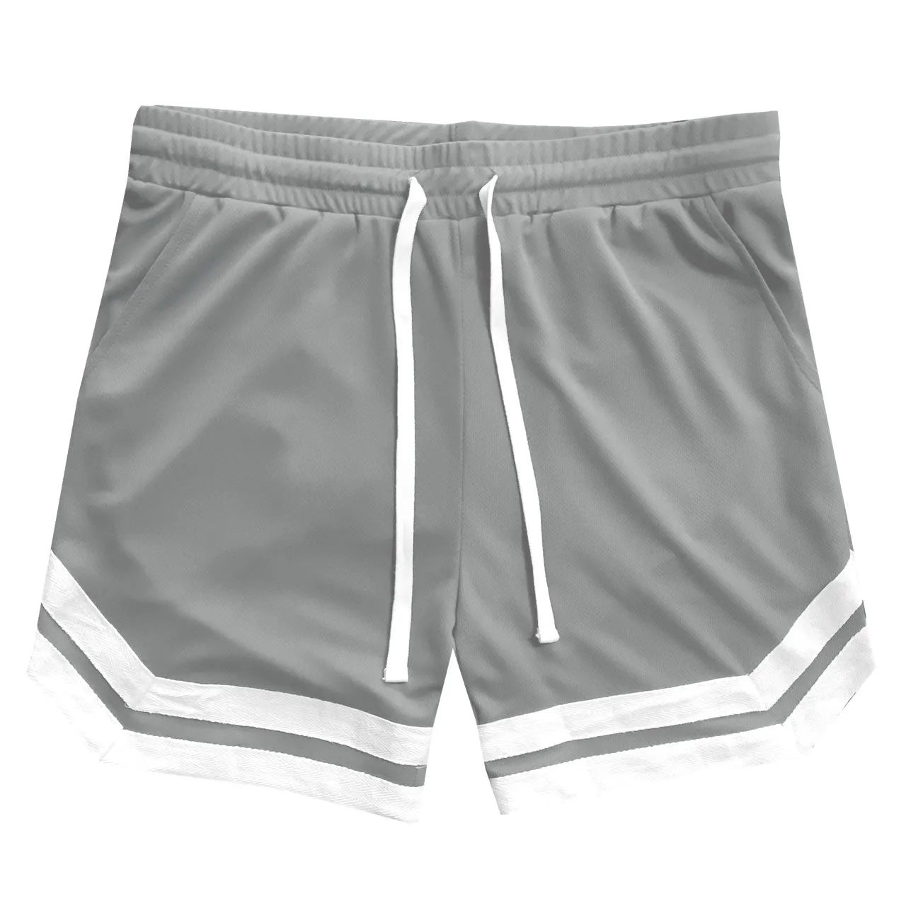 Vintage Striped Logo Mens Mesh Basketball Shorts With Pockets