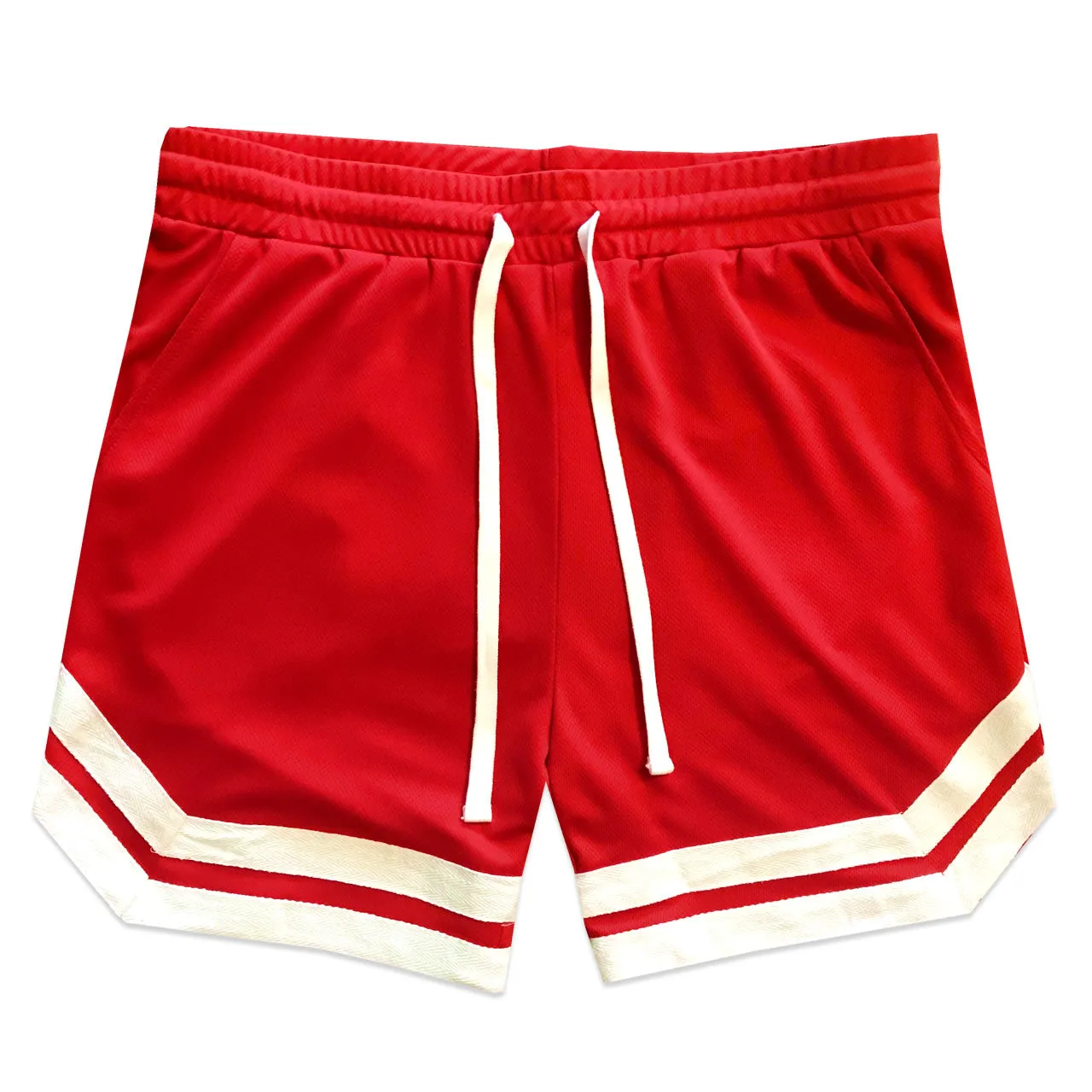 Vintage Striped Logo Mens Mesh Basketball Shorts With Pockets