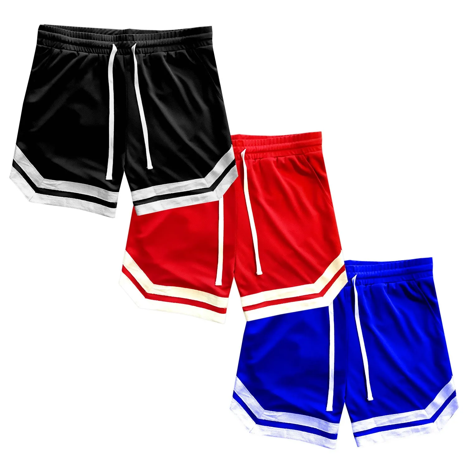 Vintage Striped Logo Mens Mesh Basketball Shorts With Pockets